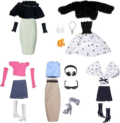 Set van 24 Kledingstukken en Accessoires voor 30 cm Poppen, Inclusief 5 Avondjurken en Modeaccessoires voor Speelgoedpoppen