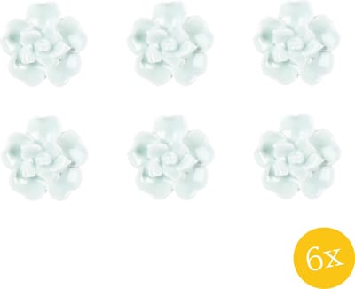 Clayre & Eef Deurknop set van 6 stuks Ø 4 cm Groen Keramiek Bloem Meubelknop