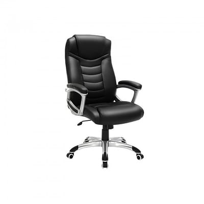Bureaustoel, armstoel met rugleuning en armleuningen, in hoogte verstelbaar, draaibare zitting, zacht en veerkrachtig, comfortabel en duurzaam, gemakkelijk schoon te maken, geschikt voor kantoor en studeerkamer, 55x51,1x110,5-112 cm, zwart.