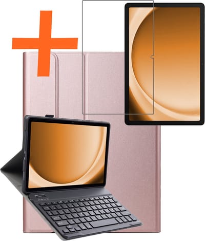 Hoes Geschikt voor Samsung Galaxy Tab A9 Hoes Toetsenbord Hoes Case Book Cover Hoesje Met Screenprotector - Hoesje Geschikt voor Samsung Tab A9 Keyboard Hoes - Rosé goud
