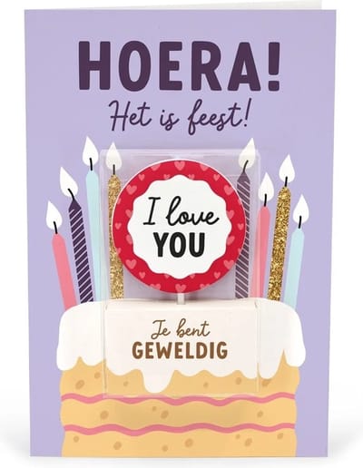 Verjaardagskaart met kaars | I Love You | Je bent geweldig