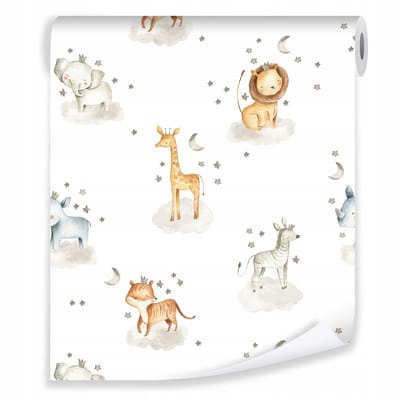 WALLARENA - Behang - Breedte 50 cm - dierenpatroon op de behang - Geschikt voor kinderkamers - 10m
