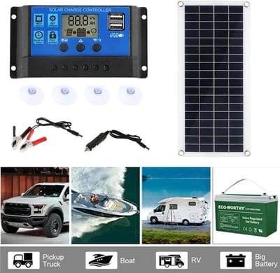 Flexibel Zonnepaneel - 10-15 Watt - 12V - Met 60a Controller - Draagbaar zonnepaneel - 43 x 20 cm Zonnepaneel