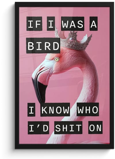 Poster in lijst - Fotolijst 40x60 cm - Posters - Flamingo - Roze - Vogel - Decoratie - Posterlijst zwart - Decoratie - Wanddecoratie woonkamer - Muurdecoratie slaapkamer