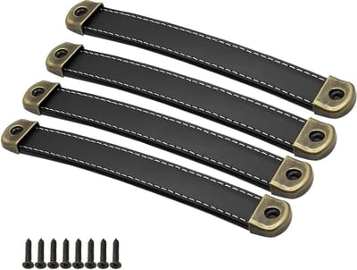 Handgemaakte leren handgrepen voor meubels, kastknoppen en badkamermeubels - PU leer, 160mm gatenafstand, zwart