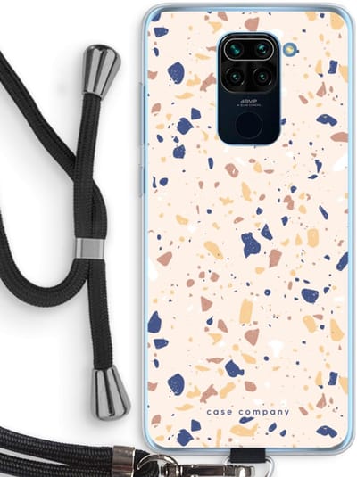 Case Company® - Hoesje met koord geschikt voor Xiaomi Redmi Note 9 hoesje met Koord - Terrazzo N°23 - Telefoonhoesje met Zwart Koord - Bescherming aan alle Kanten en Over de Schermrand