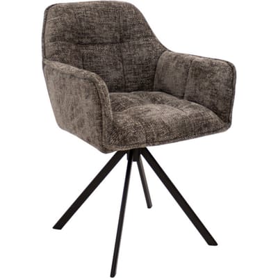 KICK® LUC Draaibare Eetkamerstoel – 180° Auto-Return – Chenille – Donkergrijs