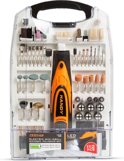 HANDY - Graveerset - Professionele Draadloze Graveerpen 230V - Graveermachine Draadloos - Oplaadbaar via Netstroom - Elektrische Graveerset 112 delig