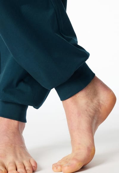 Schiesser pyjama heren Katoen lange mouw- Comfort Essentials - Zonder boordjes - 58 - Petrol
