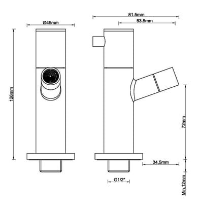 Wiesbaden Amador fonteinkraan met muurbevestiging Kiwa 1/2'' mat zwart