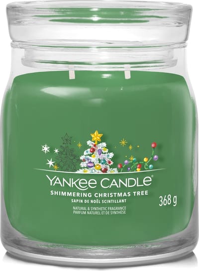 Yankee Candle - Shimmering Christmas Tree Medium Geurkaars - 50 branduren - 2 lonten