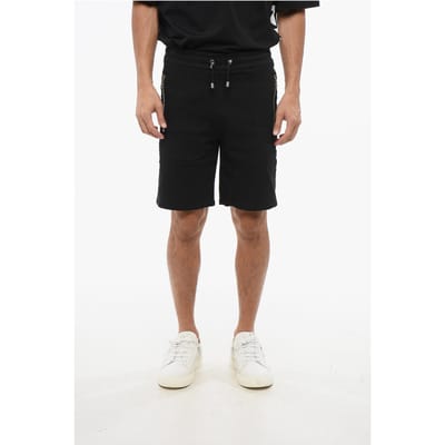 Jersey shorts met zijlogoband in zwart