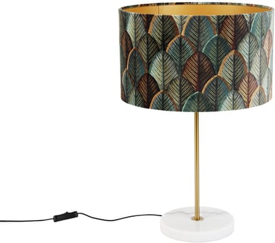 QAZQA kaso shade - Klassieke Tafellamp met kap - 1 lichts - H 55 cm - Groen - Woonkamer | Slaapkamer | Keuken