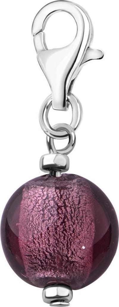 Quiges – 925 - Zilver – Charm - Bedel - Hanger - Kraal Paars - met – sterling - zilver - karabijnslot - geschikt - voor -Bedelarmband HC004