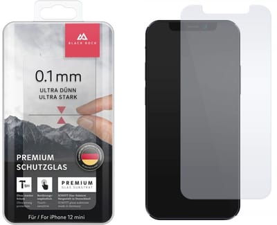 Black Rock SCHOTT Ultra Thin 9H Glass Screen Protector Apple iPhone 12 Mini Transparent