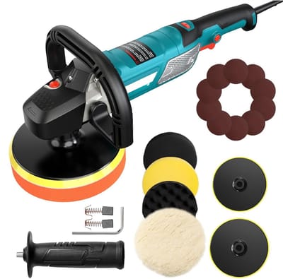 SVN®Polijstmachine - Poetsmachine Auto Met 6 Snelheden - 6 Polijstschijven – Blauw - 45cm x 20cm x 18cm