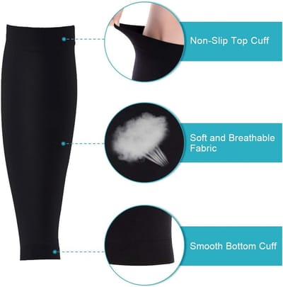 Kuitcompressiekousen, voetloze compressiekousen voor mannen en vrouwen, 20-30 mmHg Kuitcompressiemouw voor shin splint, spatader, oedeem