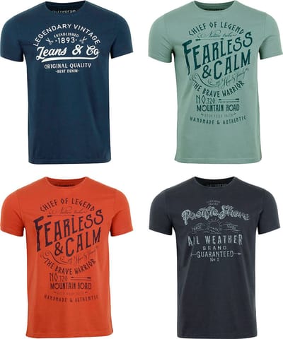 riverso Heren T-Shirt RIVLeon 4 Pack regular fit Veelkleurig M Ronde Hals Volwassenen - gemaakt van 100% katoen