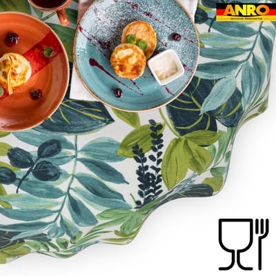 ANRO Tafelkleed Tropische bladeren Groen Ovaal 280x140cm Rechte rand Afwasbaar Waterafstotend