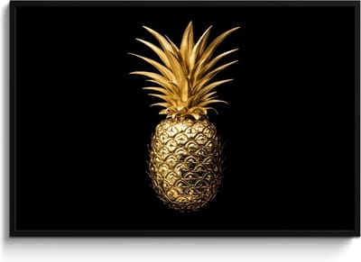 Fotolijst inclusief poster - Posterlijst 120x80 cm - Posters - Ananas - Zwart - Goud - Luxe - Foto in lijst - Keuken decoratie muur - Wanddecoratie accessoires - Muurdecoratie - Schilderijen