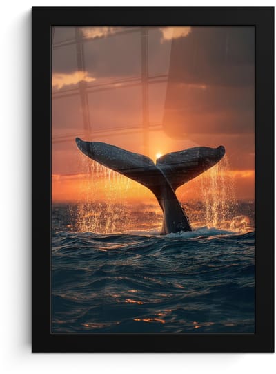 Poster in lijst - Fotolijst 20x30 cm - Posters - Walvis staart - Water - Zonsondergang - Posterlijst zwart - Decoratie - Wanddecoratie woonkamer - Muurdecoratie slaapkamer