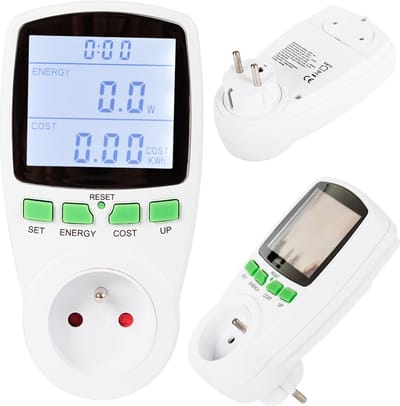 Energiemeter wattmeter - verbruiksmeter - meter- led - elektriciteitsmeter - resetknop