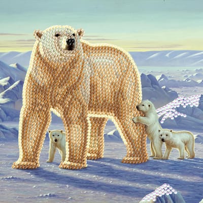 Diamond Painting Crystal Card Kit ® Polar Family 18x18cm, Partial Painting