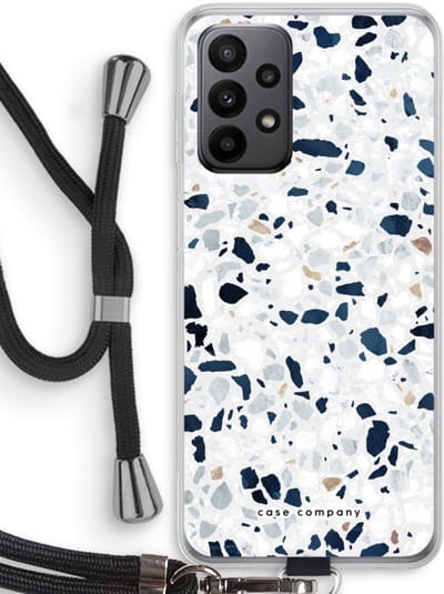 Case Company® - Hoesje met koord geschikt voor Samsung Galaxy A23 hoesje met Koord - Terrazzo N°1 - Telefoonhoesje met Zwart Koord - Bescherming aan alle Kanten en Over de Schermrand