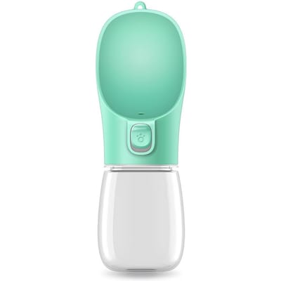 Draagbare waterfles voor honden, voedsel- en watercontainer voor honden, voerbak voor huisdieren, buiten, reisdrinkbakken, waterdispenser groen