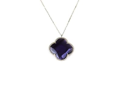 model Fiori grote klaver collier in zilver grote klaver paars