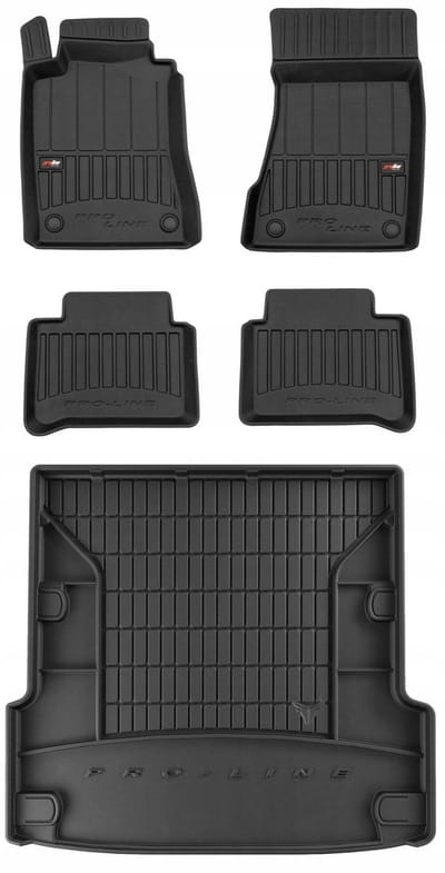 FROGUM PROLINE 3D Set - Rubberen Automatten + Kofferbakmat - Geschikt voor MERCEDES E-Klasse S211 Kombi (2002-2009) - Zwart