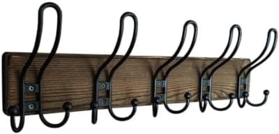 PromoHome Wandkapstok met 5 Multifunctionele Haken - Bruin Hout