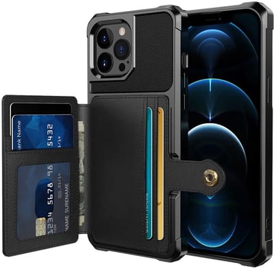 Portemonnee Hoesje Geschikt voor Apple iPhone 13 Pro - Back Cover met Pasjeshouder - Telefoonhoesje voor Pinpas - Kaarthouder op Achterkant - Case met Magneet Zwart