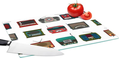 Glazen Snijplank - 39x28 - Retro - Radio - Design - Snijplanken Glas
