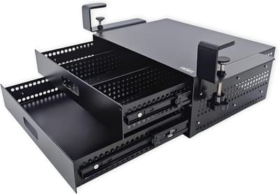Bureaulade Onder Bureau - Verstelbare Organizer - Werkruimte Optimaliseren - Installatie Zonder Gereedschap - Dubbel Laag Systeem - Mat Zwart