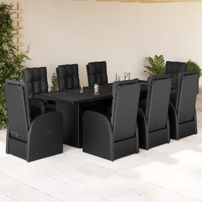 vidaXL - 9-delige - Tuinset - poly - rattan - zwart