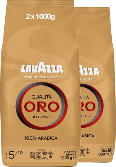 Lavazza Qualità Oro Koffiebonen - 100% Arabica Koffie Bonen - Intensiteit 5/10 - 2 x 1 kg