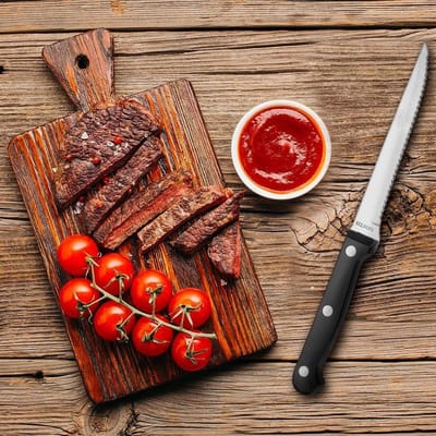 Steakmessen Edelstaal 21 cm 6 stuks - Messenset - Steakmessenset - Kartelmes - Messenset - Bestek BBQ