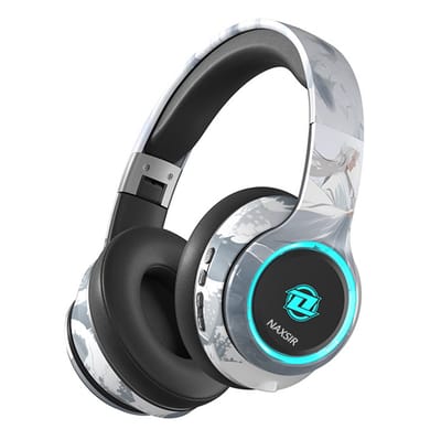 NAXSIR Over-Ear Bluetooth-hoofdtelefoon met RGB-verlichting, kaartlezer, ruisonderdrukking, Bluetooth 5.3, draadloze hoofdtelefoon