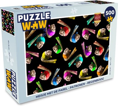 Puzzel Meisje met de parel - Patronen - Regenboog - Legpuzzel - Puzzel 500 stukjes