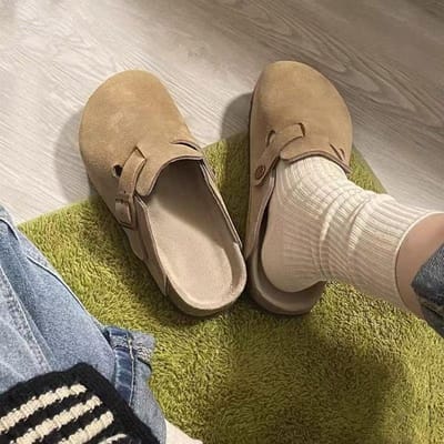 Effenkleurige platte muiltjes voor dames, casual instapschoenen met gespband, comfortabele schoenen voor dames 40 beige