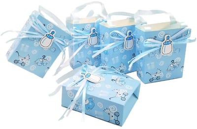 Allecto - Baby Gift Bags - Gastgeschenken - Duurzaam en stijlvol - Blauw - Feestelijke verpakking voor babyfeestjes - Ideaal voor jongens - 24 stuks