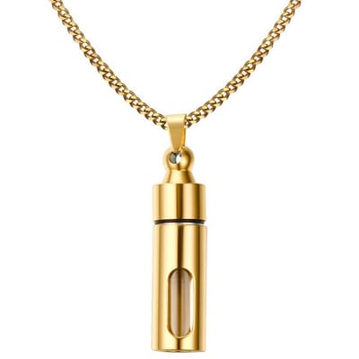 Ketting met Afsluitbare Ashanger Urn Hanger (breed model) - Goud kleurig - Kettingen Heren Dames