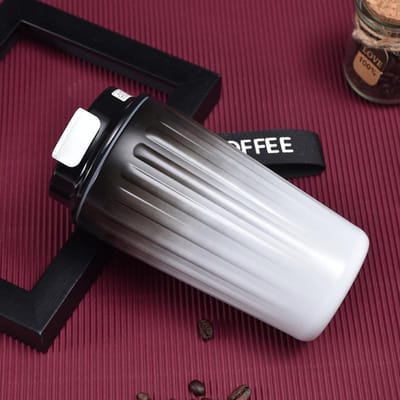 Nouvelle Tasse Thermos en Acier Inoxydable Dégradé Haut de Gamme Corde de Transport Extérieure Américaine Tasse Pratique Tasse à Café 420ml