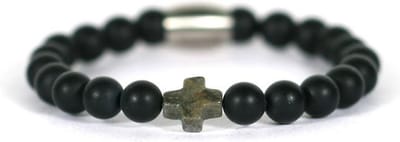 IbizaMen KIDS - pyrite kruis  matte onyz 6mm - 16cm