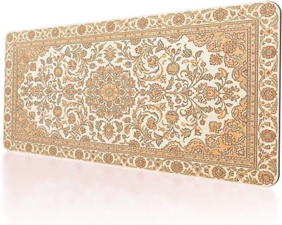Gele bloemen bureauonderlegger XL muismat met antislip basis voor gaming, kantoor en laptopgebruik 800 x 400 mm