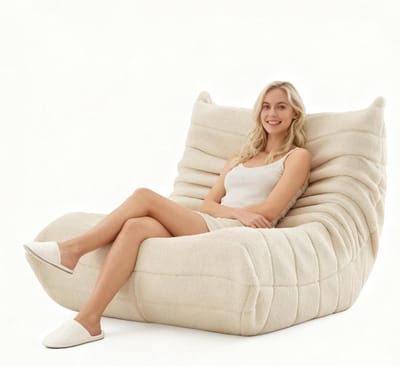 Zitzak met rugleuning - Zitbank vloer - Comfortabel relaxen - Ergonomisch ontwerp - 99 x 33 x 33 cm - Beige