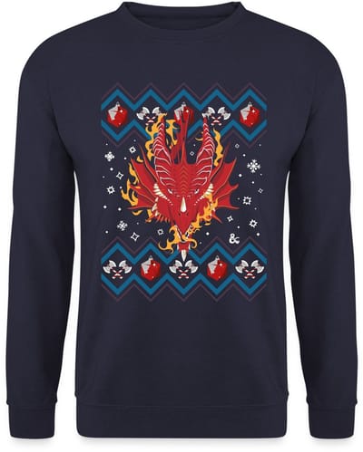 Dungeon & Dragons DND Drakenkop Ugly Christmas Sweater Heren