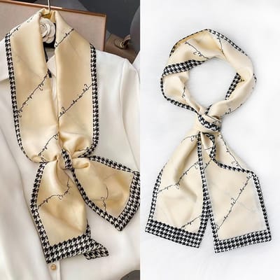 Zijden sjaal-stijl zijden sjaal voor dames - Kleurblokkenprint - Fris en delicaat - Decoratieve shawl over shirts -14，14*150CM
