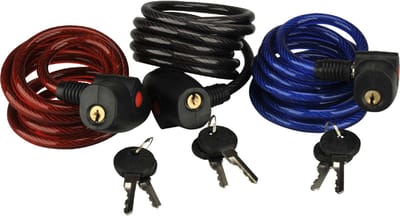 SET 3x Fischer Spiraalslot 180cm Sleutel Kabelslot Fietsslot Fiet E-Bike